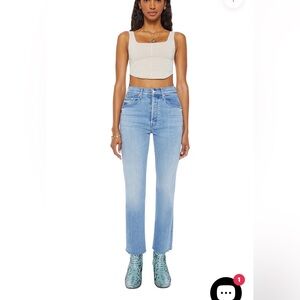 MOTHER Light Blue High-Rise Straight Jeans